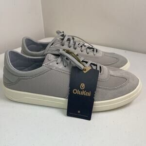Olukai Men's Size 10.5 PUNINI Gray Ash NEW Sneaker Shoes Casual Lace Up